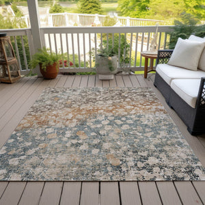 HomeRoots 5' Beige and Copper Abstract Area Rug - Stylish, Washable, Durable Design for Indoor & Outdoor Spaces 8' X 10' 631960