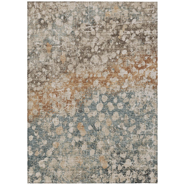HomeRoots 5' Beige and Copper Abstract Area Rug - Stylish, Washable, Durable Design for Indoor & Outdoor Spaces 10' X 14' 631962
