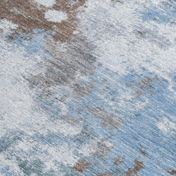HomeRoots 5' Contemporary Abstract Brown and Sky Blue Washable Area Rug for Indoor and Outdoor Spaces 5' X 8' 631964