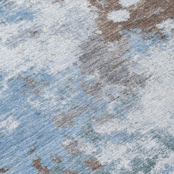 HomeRoots 5' Contemporary Abstract Brown and Sky Blue Washable Area Rug for Indoor and Outdoor Spaces 5' X 8' 631964