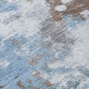 HomeRoots 5' Contemporary Abstract Brown and Sky Blue Washable Area Rug for Indoor and Outdoor Spaces 9' X 12' 631967