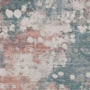 HomeRoots 5' Vibrant Coral and Teal Blue Abstract Indoor-Outdoor Area Rug – Durable, Washable, Easy Care! 8' X 10' 631972