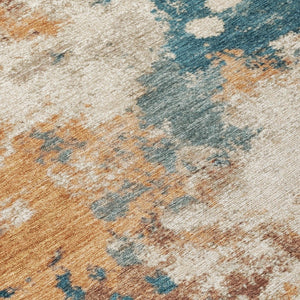 HomeRoots 5' Vibrant Teal Blue and Copper Abstract Area Rug - Stylish, Washable, Indoor/Outdoor Durable Design 8' X 10' 631978