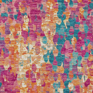 HomeRoots 5' Stylish Blush Orange & Teal Blue Abstract Washable Area Rug for Indoor & Outdoor Use 8' X 10' 631984