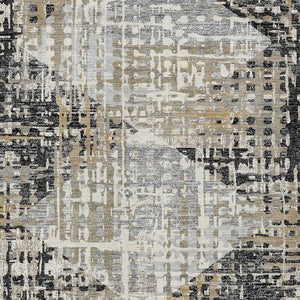 HomeRoots 5' Black and Ivory Geometric Indoor/Outdoor Area Rug – Stylish, Washable, Durable for All Spaces 5' X 8' 631988