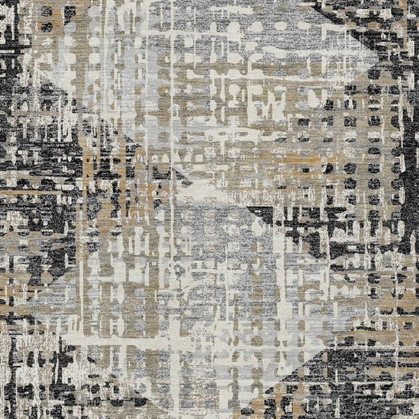 HomeRoots 5' Black and Ivory Geometric Indoor/Outdoor Area Rug – Stylish, Washable, Durable for All Spaces 5' X 8' 631988