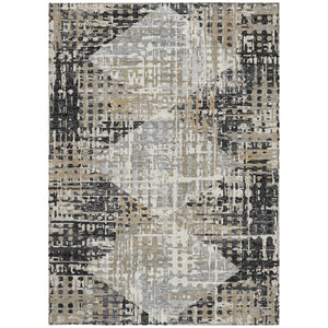 HomeRoots 5' Black and Ivory Geometric Indoor/Outdoor Area Rug – Stylish, Washable, Durable for All Spaces 8' X 10' 631990
