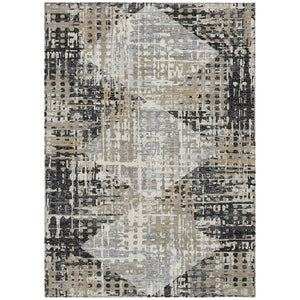 HomeRoots 5' Black and Ivory Geometric Indoor/Outdoor Area Rug – Stylish, Washable, Durable for All Spaces 8' X 10' 631990