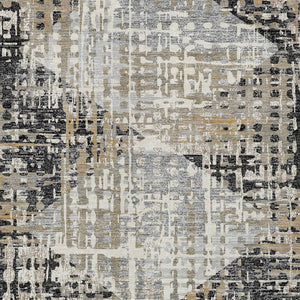 HomeRoots 5' Black and Ivory Geometric Indoor/Outdoor Area Rug – Stylish, Washable, Durable for All Spaces 9' X 12' 631991