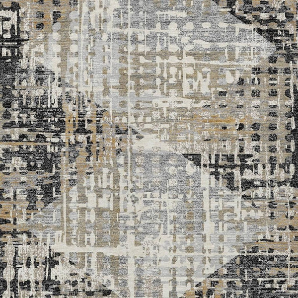 HomeRoots 5' Black and Ivory Geometric Indoor/Outdoor Area Rug – Stylish, Washable, Durable for All Spaces 9' X 12' 631991