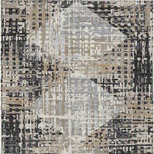 HomeRoots 5' Black and Ivory Geometric Indoor/Outdoor Area Rug – Stylish, Washable, Durable for All Spaces 10' X 14' 631992