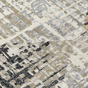 HomeRoots 5' Black and Ivory Geometric Indoor/Outdoor Area Rug – Stylish, Washable, Durable for All Spaces 10' X 14' 631992