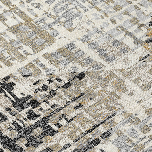 HomeRoots 5' Black and Ivory Geometric Indoor/Outdoor Area Rug – Stylish, Washable, Durable for All Spaces 10' X 14' 631992