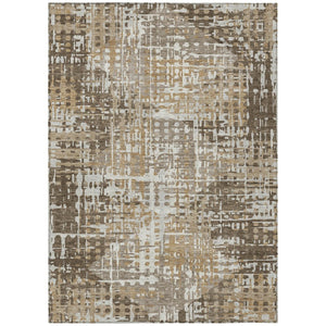 HomeRoots 5' Brown and Ivory Geometric Washable Area Rug - Durable, Stylish, Indoor/Outdoor Versatility 5' X 8' 631994
