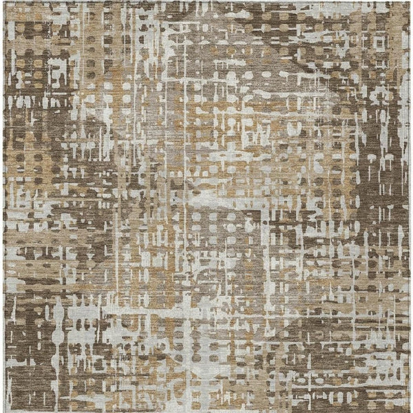HomeRoots 5' Brown and Ivory Geometric Washable Area Rug - Durable, Stylish, Indoor/Outdoor Versatility 8' X 10' 631996