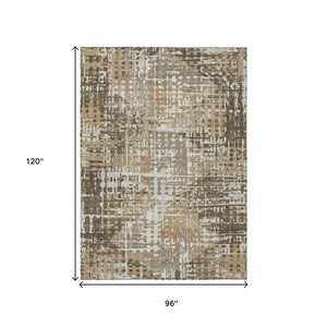 HomeRoots 5' Brown and Ivory Geometric Washable Area Rug - Durable, Stylish, Indoor/Outdoor Versatility 8' X 10' 631996