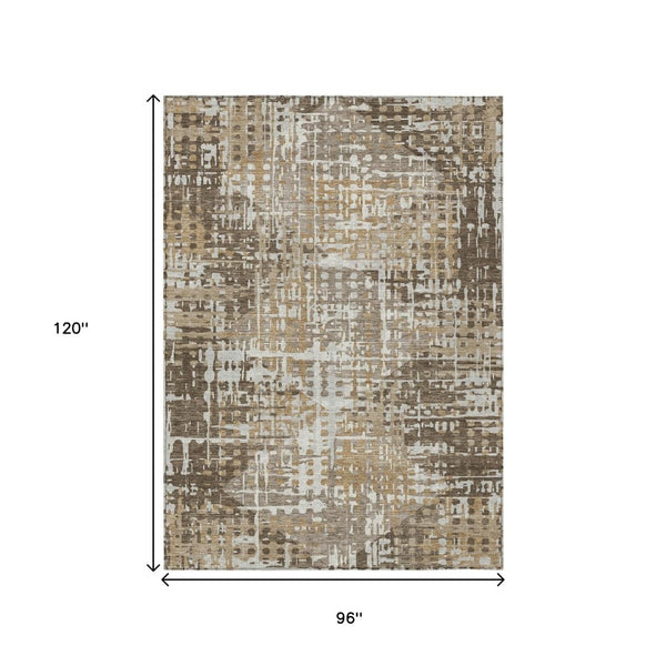 HomeRoots 5' Brown and Ivory Geometric Washable Area Rug - Durable, Stylish, Indoor/Outdoor Versatility 8' X 10' 631996