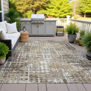 HomeRoots 5' Brown and Ivory Geometric Washable Area Rug - Durable, Stylish, Indoor/Outdoor Versatility 8' X 10' 631996