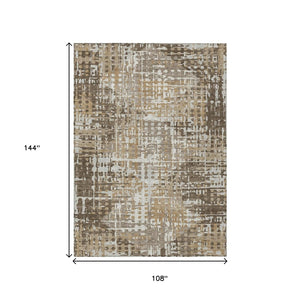HomeRoots 5' Brown and Ivory Geometric Washable Area Rug - Durable, Stylish, Indoor/Outdoor Versatility 9' X 12' 631997