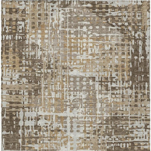 HomeRoots 5' Brown and Ivory Geometric Washable Area Rug - Durable, Stylish, Indoor/Outdoor Versatility 10' X 14' 631998
