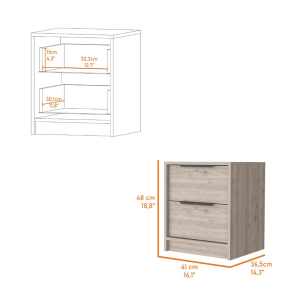English Elm Washington Two Drawer Nightstand with Open Shelf Modern Two Tone Bedroom Storage B128P148838