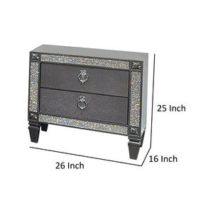 English Elm Laine 2 Drawer Nightstand Solid Wood Gray Finish with Acrylic Trim Bedroom Storage B056P416908