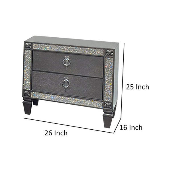English Elm Laine 2 Drawer Nightstand Solid Wood Gray Finish with Acrylic Trim Bedroom Storage B056P416908
