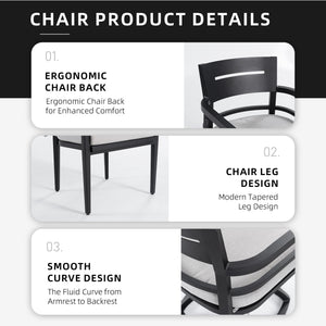 English Elm Modern 7Pc Outdoor Aluminum Dining Set - Sleek Marble-Top Table, 4 Chairs & 2 Swivel Rockers Included W1886S00018