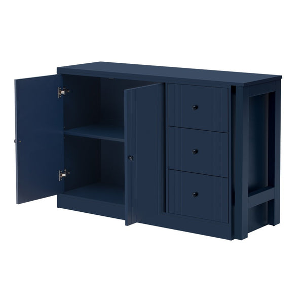 English Elm U_style Extendable Wooden Sideboard with 3 Drawers and 2 Doors for Entryway Living Room N711P334768V