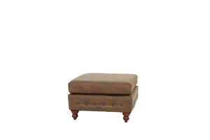 English Elm 1pc Cocktail Ottoman Breathable Leatherette Tufted Accent Bench with Handcrafted Gourd Wooden Legs, Stylish Living Room Statement piece Dark Coffee 32 L x 15 W x 36 H B011P234291