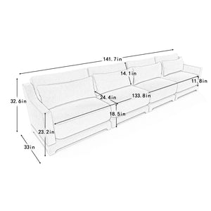 English Elm Four-Seater Chenille Sofa With Lumbar Pillow – Ergonomic Comfort, Solid Wood Frame, Easy Setup! W714S01220
