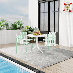 English Elm Summer Outdoor Dining Set Stackable Pp Chairs Round Table Uv Resistant Patio Cream White,Haze Green,White W3450S00115