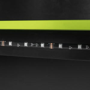 English Elm Full Size Wood Loft Bed with Rgb Lighting Desk Storage and Gaming Console Shelf Green LT000260AAG