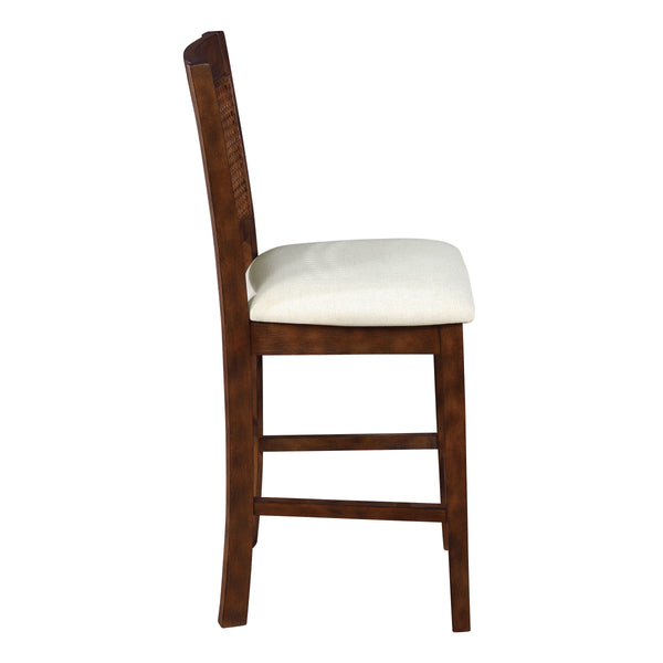 OSP Home Furnishings Walden 24" Cane Back Stool  - Set of 2 Linen / Burnt Brown