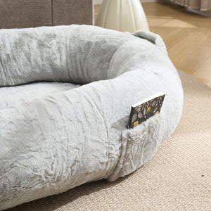 English Elm Human Dog Bed Oversized Memory Foam Floor Lounger with Plush Surface and Storage Pocket W2705P255385