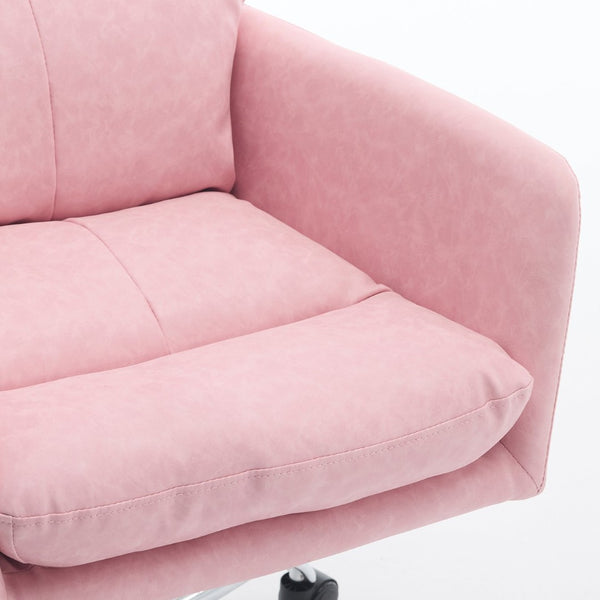 English Elm Artificial Pu Leather Office Chair Ergonomic Foam Cushion Adjustable Height Modern Desk Seat Pink W2311P409614