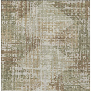 HomeRoots 5' Stylish Fern Green and Beige Geometric Washable Area Rug for Indoor and Outdoor Spaces 5' X 8' 632000