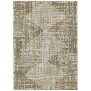 HomeRoots 5' Stylish Fern Green and Beige Geometric Washable Area Rug for Indoor and Outdoor Spaces 5' X 8' 632000