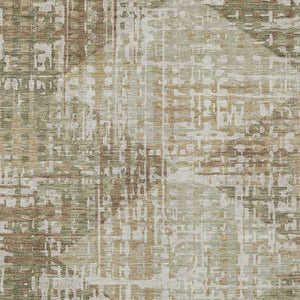 HomeRoots 5' Stylish Fern Green and Beige Geometric Washable Area Rug for Indoor and Outdoor Spaces 5' X 8' 632000