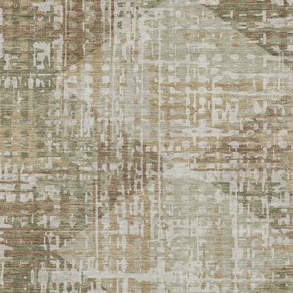 HomeRoots 5' Stylish Fern Green and Beige Geometric Washable Area Rug for Indoor and Outdoor Spaces 5' X 8' 632000