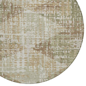 HomeRoots 5' Stylish Fern Green and Beige Geometric Washable Area Rug for Indoor and Outdoor Spaces 8' Round 632001