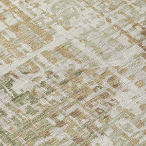 HomeRoots 5' Stylish Fern Green and Beige Geometric Washable Area Rug for Indoor and Outdoor Spaces 8' X 10' 632002