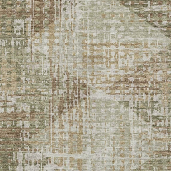 HomeRoots 5' Stylish Fern Green and Beige Geometric Washable Area Rug for Indoor and Outdoor Spaces 10' X 14' 632004
