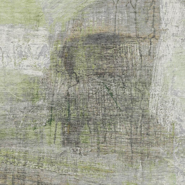 HomeRoots 5' Artichoke Green and Ivory Abstract Washable Area Rug for Stylish Indoor and Outdoor Spaces 5' X 8' 632018
