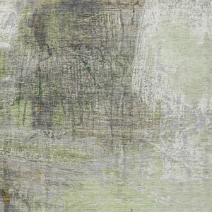 HomeRoots 5' Artichoke Green and Ivory Abstract Washable Area Rug for Stylish Indoor and Outdoor Spaces 8' X 10' 632020