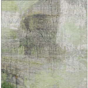 HomeRoots 5' Artichoke Green and Ivory Abstract Washable Area Rug for Stylish Indoor and Outdoor Spaces 10' X 14' 632022