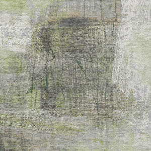 HomeRoots 5' Artichoke Green and Ivory Abstract Washable Area Rug for Stylish Indoor and Outdoor Spaces 10' X 14' 632022