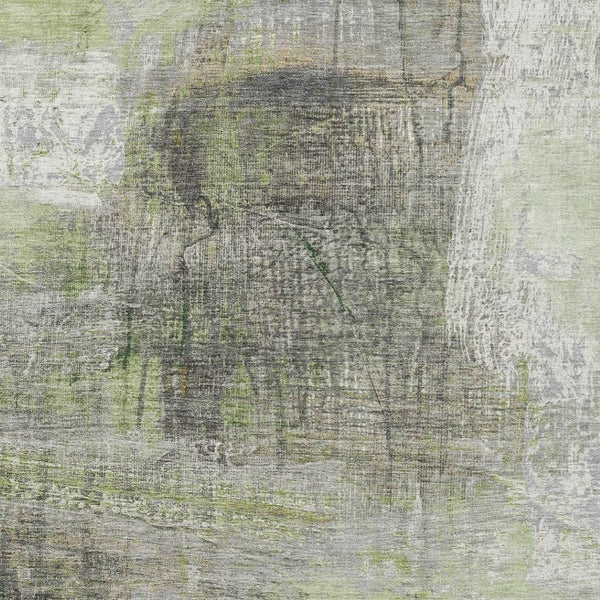 HomeRoots 5' Artichoke Green and Ivory Abstract Washable Area Rug for Stylish Indoor and Outdoor Spaces 10' X 14' 632022