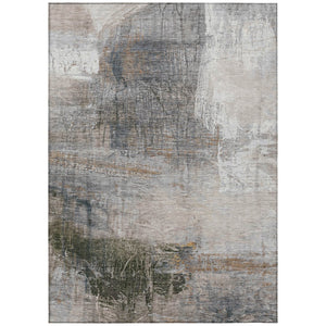 HomeRoots 5' Abstract Beige and Gray Area Rug - Stylish, Washable Indoor/Outdoor Design for High-Traffic Areas 5' X 8' 632024