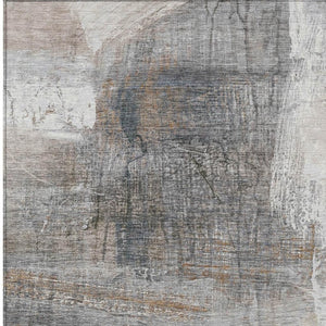 HomeRoots 5' Abstract Beige and Gray Area Rug - Stylish, Washable Indoor/Outdoor Design for High-Traffic Areas 5' X 8' 632024